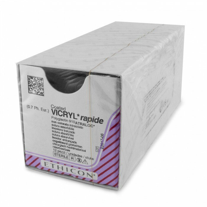 Johnson & Johnson 4/0 Vicryl Rapide Sutures - 75cm x 12  19mm, 3/8 Circle, RC - DMI Dental Consumables Ireland - Next Day Delivery