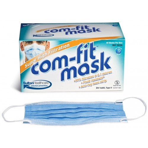 Sultan Comfit Super High Filtration Earloop Masks - 40pk With Shield - DMI Ireland's Leading Dental Supplier - Next Day Delivery