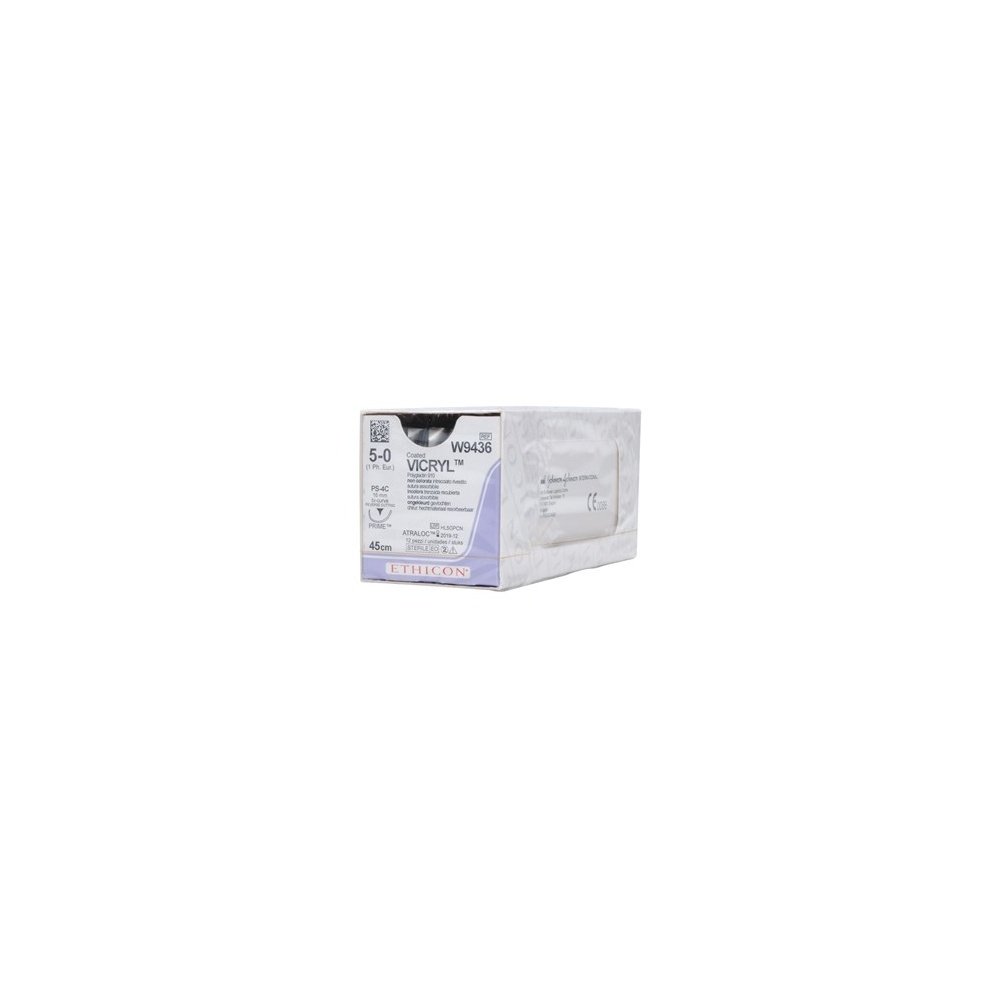 Johnson & Johnson Sutures Coated Vicryl Compound Curve Reverse Cut Polyglactin Pk12 5/0 / 45CM 16MM W9436 - DMI Dental Supplies Ireland - Next Day Delivery
