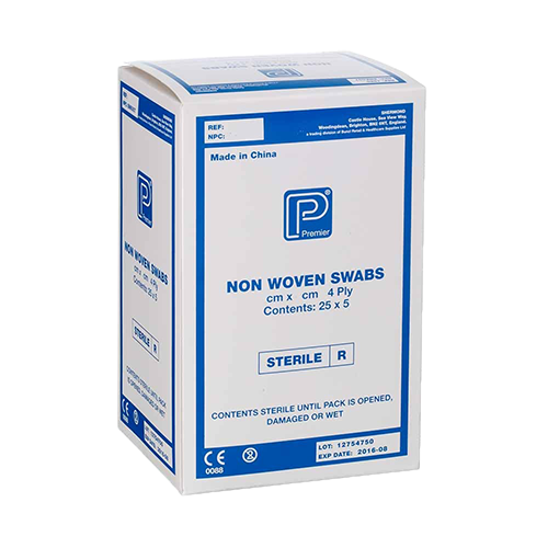 Premier Sterile Swabs - 125pk 10 x 10cm - DMI Ireland's Leading Dental Supplier - Next Day Delivery