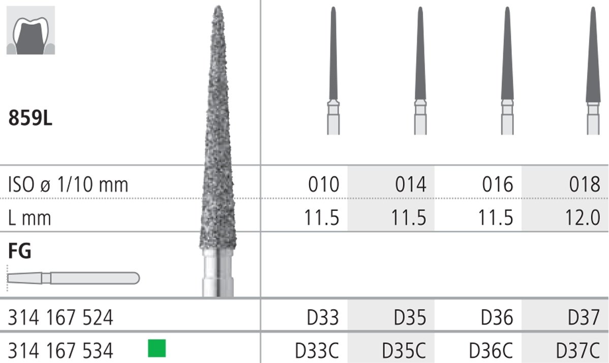 Intensiv SA Diamond Long Pointed Cone Bur - 6pk Size 018 - DMI Dental Consumables Ireland - Next Day Delivery