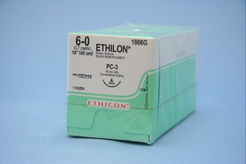 Johnson & Johnson 6/0 Ethilon Sutures (black) - 45cm x 24 16mm, 3/8 Circle, CC - DMI Dental Supplies Ireland - Next Day Delivery
