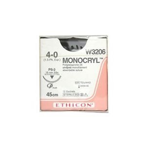Johnson & Johnson 4/0 Monocryl Sutures - 45cm x 12 19mm, 3/8 Circle, RC - DMI Dental Supplies Ireland - Next Day Delivery