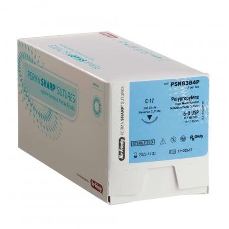 Hu-Friedy 6-0 Blue Polypropylene Sutures - 45cm x 12 12mm, 3/8 Circle, RC - DMI Dental Supplies Ireland - Next Day Delivery